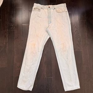 Vintage Light Wash Stained Lee Denim Straight Blue Jeans Sz 36x32